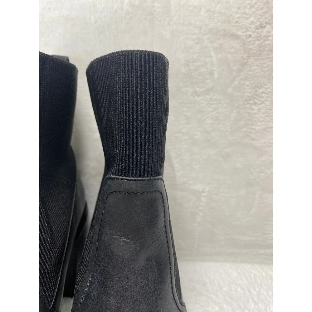 Crown Vintage Adventure Block Heel Black Leather Classic Chelsea Boots‎ Size 9.5